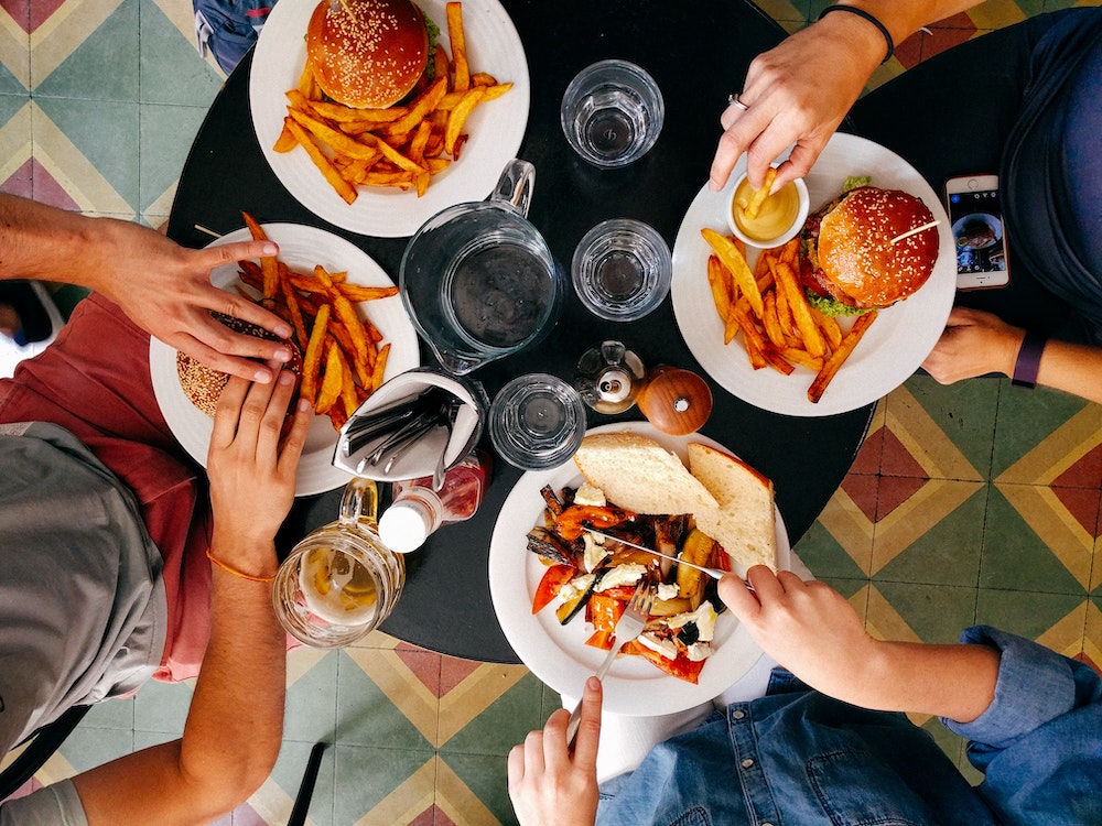 People eating out at a restaurant